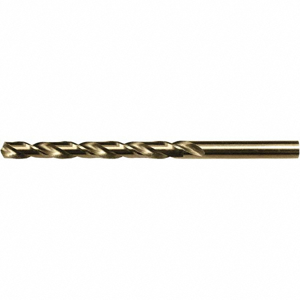 Jobber Length Drill Bit: 8.50 mm (0.3346) Dia, 135 deg, Cobalt - Straw Finish, 117.00 mm OAL, Right Hand Cut, Regular Spiral Flute, Straight Shank
