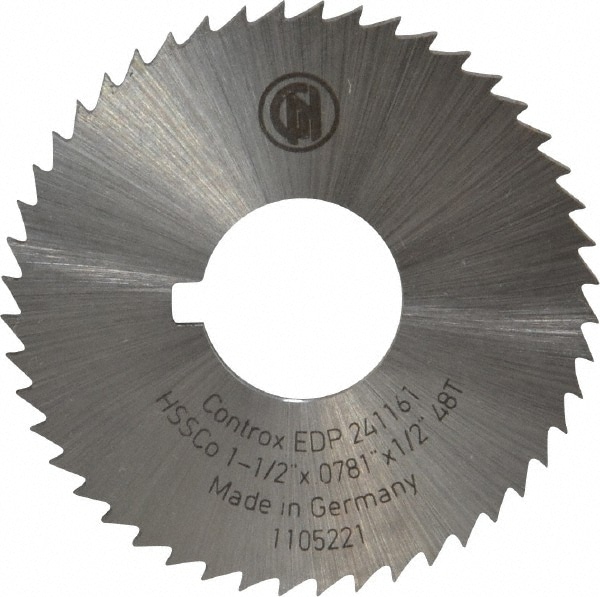 Controx 11600381980001 Slitting & Slotting Saw: 1-1/2" Dia, 0.0781" Thick, 48 Teeth, Cobalt 