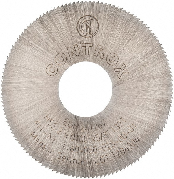 Controx 11600500250001 Slitting & Slotting Saw: 2" Dia, 0.01" Thick, 132 Teeth, High Speed Steel 