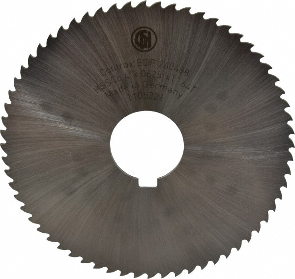 Controx 12601011580001 Slitting & Slotting Saw: 4" Dia, 1/16" Thick, 1" Arbor Hole, 64 Teeth, Cobalt 