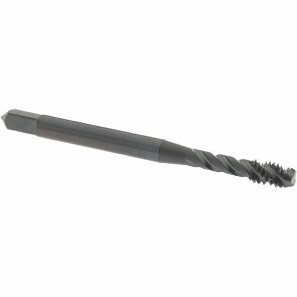 Spiral Flute Tap: #8-32 UNC, 3 Flutes, Modified Bottoming, 3B Class of Fit, Vanadium High Speed Steel, Oxide Coated