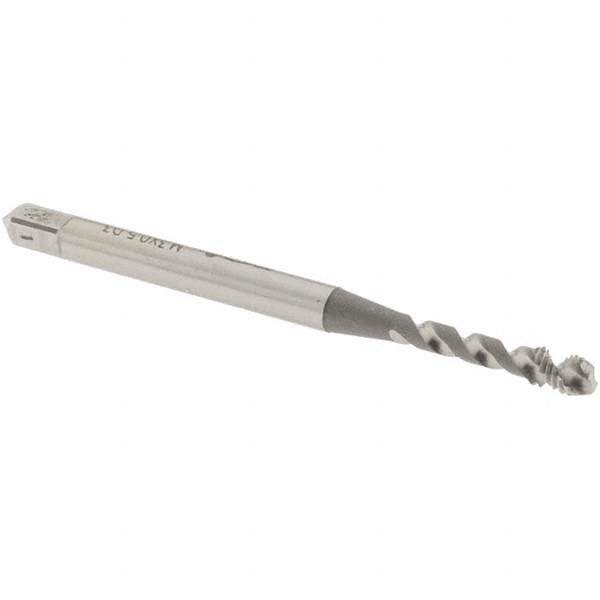 Spiral Flute Tap: M3x0.50 Metric Coarse, 2 Flutes, Modified Bottoming, 6H Class of Fit, Vanadium High Speed Steel, Bright/Uncoated