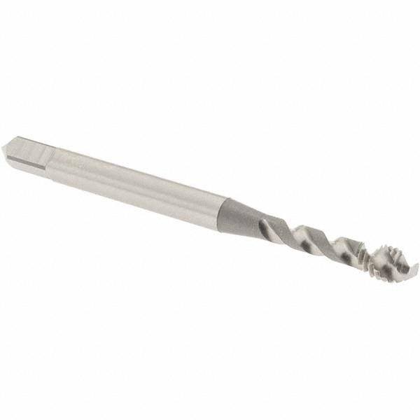Spiral Flute Tap: M4x0.70 Metric Coarse, 2 Flutes, Modified Bottoming, 6H Class of Fit, Vanadium High Speed Steel, Bright/Uncoated