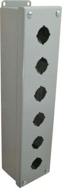 6 Hole, 1.203 Inch Hole Diameter, Steel Pushbutton Switch Enclosure