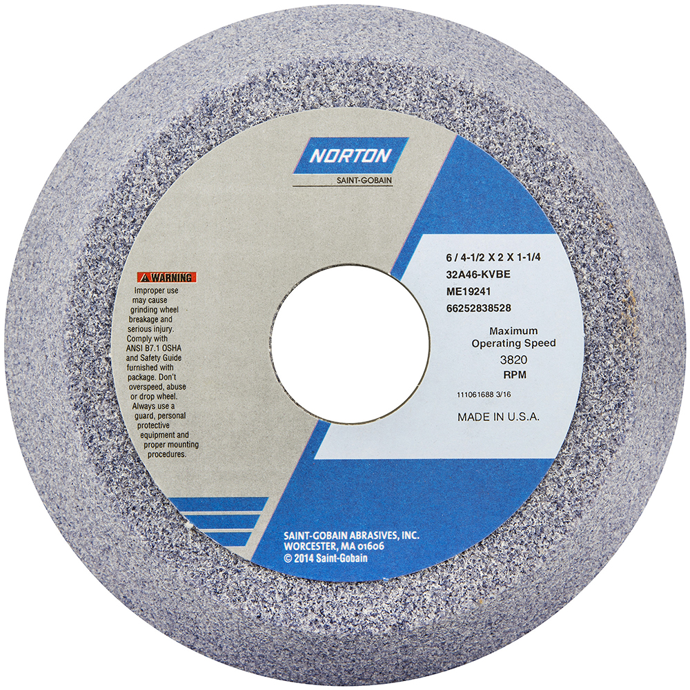 Norton Tool & Cutting Grinding Wheel 6" Dia, 3/8" Width, 11/4" Hole
