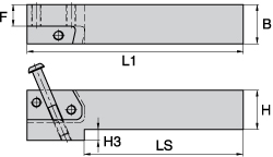 Indexable Grooving Toolholder: KGMSL1650N, Left Hand