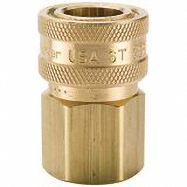 Hydraulic Quick Connect Hose Coupling, Brass Body, Sleeve Lock, 3/4"-14 Thread Size, ST Series