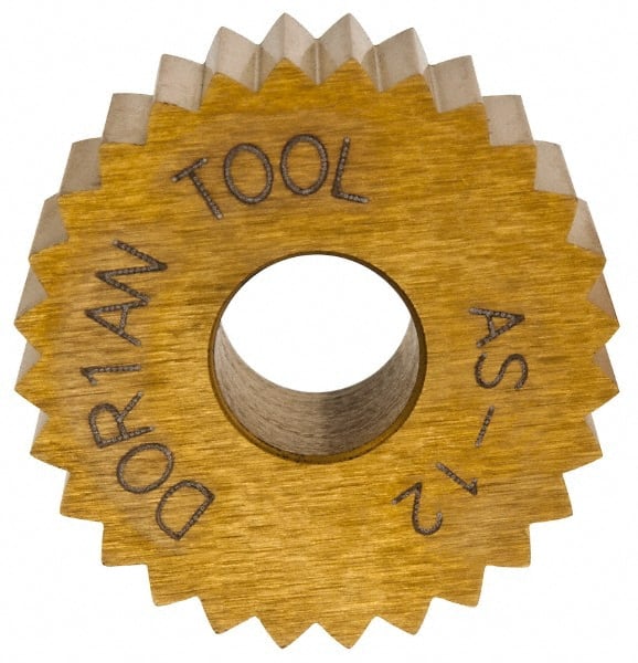 Dorian Tool 73310123504 Standard Knurl Wheel: 3/4" Dia, 90 ° Tooth Angle, 12 TPI, Straight, High Speed Steel 