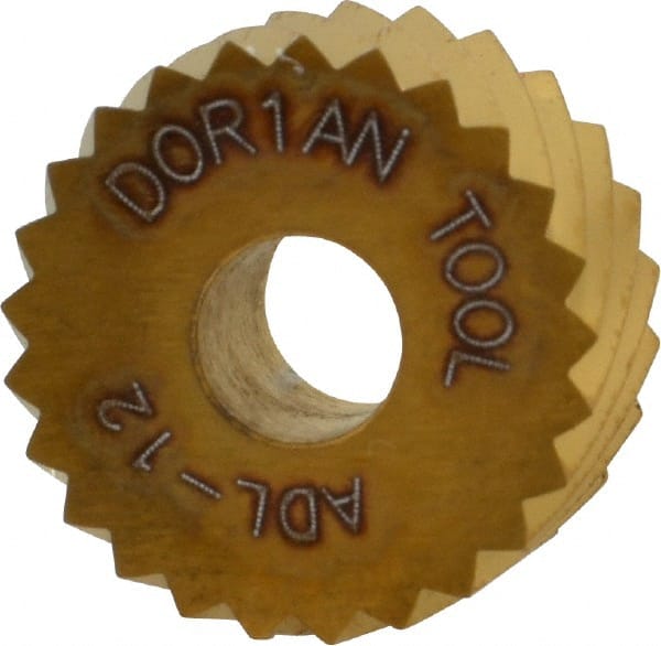 Dorian Tool 73310123768 Standard Knurl Wheel: 3/4" Dia, 90 ° Tooth Angle, 12 TPI, Diagonal, High Speed Steel 