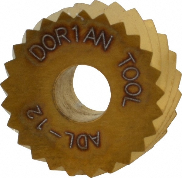 Dorian Tool 73310123768 Standard Knurl Wheel: 3/4" Dia, 90 ° Tooth Angle, 12 TPI, Diagonal, High Speed Steel 