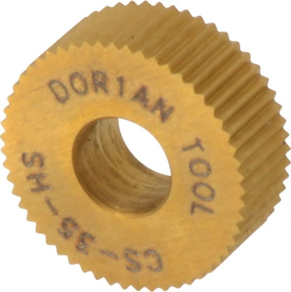 Dorian Tool 73310124510 Standard Knurl Wheel: 1/2" Dia, 90 ° Tooth Angle, 35 TPI, Straight, High Speed Steel 