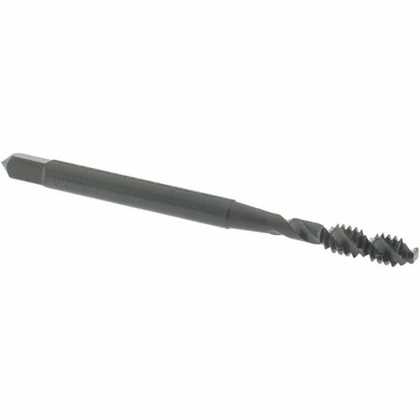 Spiral Flute Tap: #6-32 UNC, 2 Flutes, Bottoming, 2B Class of Fit, High Speed Steel, Oxide Coated