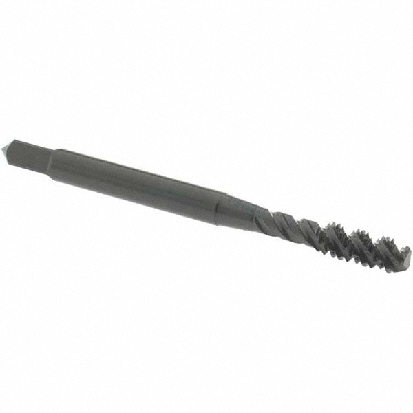Spiral Flute Tap: #8-32 UNC, 3 Flutes, Bottoming, 2B Class of Fit, High Speed Steel, Oxide Coated