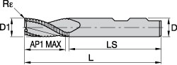 Corner Radius End Mill: 0.2362" Dia, 0.5118" LOC, 3 Flutes, Solid Carbide