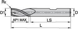 Corner Radius End Mill: 0.315" Dia, 0.6299" LOC, 3 Flutes, Solid Carbide
