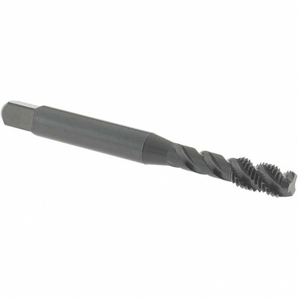 #10-32 UNF, 3 Flute, 45° Helix, Modified Bottoming Chamfer, Oxide Finish, Vanadium High Speed Steel Spiral Flute STI Tap