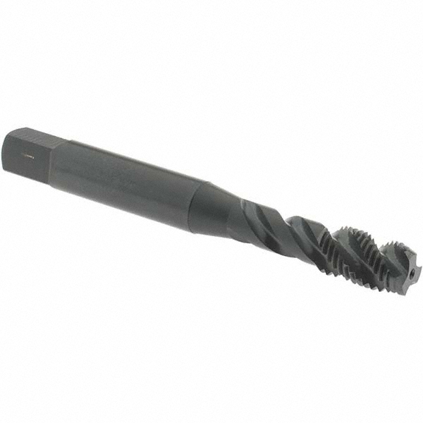 1/4-28 UNF, 3 Flute, 45° Helix, Modified Bottoming Chamfer, Oxide Finish, Vanadium High Speed Steel Spiral Flute STI Tap