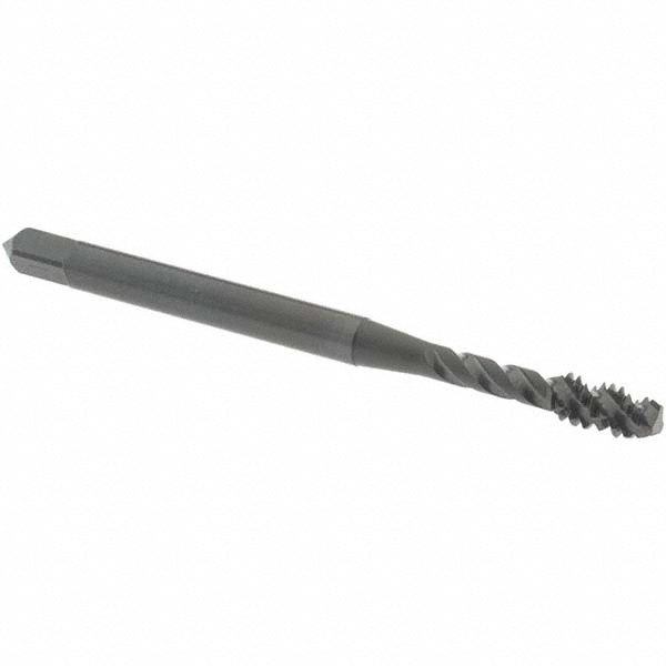 Spiral Flute Tap: #6-32 UNC, 3 Flutes, Modified Bottoming, 2B Class of Fit, Vanadium High Speed Steel, Oxide Coated