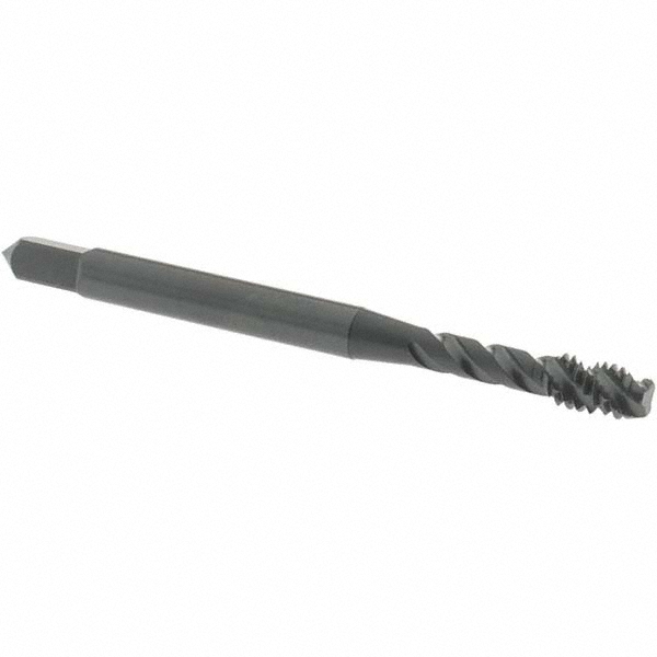 Spiral Flute Tap: #8-32 UNC, 3 Flutes, Modified Bottoming, 3B Class of Fit, Vanadium High Speed Steel, Oxide Coated
