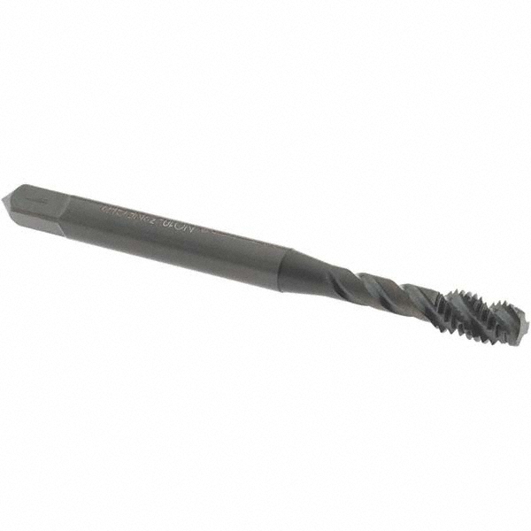Spiral Flute Tap: #10-32 UNF, 3 Flutes, Modified Bottoming, 3B Class of Fit, Vanadium High Speed Steel, Oxide Coated