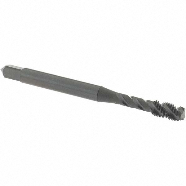 Spiral Flute Tap: #10-32 UNF, 3 Flutes, Modified Bottoming, 2B Class of Fit, Vanadium High Speed Steel, Oxide Coated