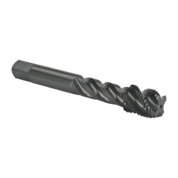 Spiral Flute Tap: 9/16-18 UNF, 4 Flutes, Modified Bottoming, Vanadium High Speed Steel, Oxide Coated