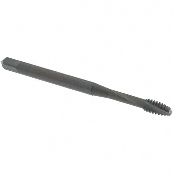 Spiral Flute Tap: #6-32 UNC, 2 Flutes, Modified Bottoming, Powdered Metal, Oxide Coated