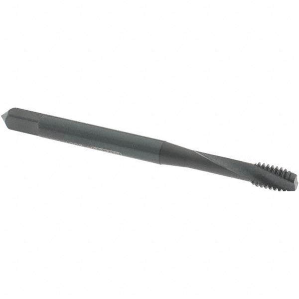 Spiral Flute Tap: #8-32 UNC, 2 Flutes, Modified Bottoming, Powdered Metal, Oxide Coated