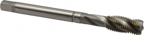 Spiral Flute Tap: 7/16-20, UNF, 4 Flute, Modified Bottoming, 2BX Class of Fit, Powdered Metal, TICN Finish