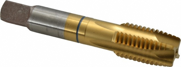 Guhring 9039070222250 Spiral Point Tap: 7/8-9, UNC, 4 Flutes, Plug, 2B, Powdered Metal, TiN Finish Image