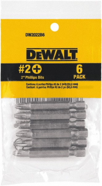 DeWALT Power Screwdriver Bit: #2 Phillips - 2" OAL, Steel | Part #DW2022B6