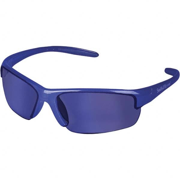 Safety Glass: Polycarbonate, Blue Mirror Lenses, Full-Framed, UV Protection