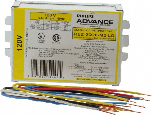 2 Lamp, 120 Volt, 0.48 Amp, 0 to 39 Watt, Programmed Start, Electronic, Dimmable Fluorescent Ballast