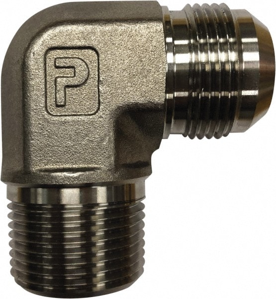 Parker 4 CTX-SS Stainless Steel Flared Tube Male Elbow: 1/4" Tube OD, 1/8 Thread, 37 ° Flared Angle Image