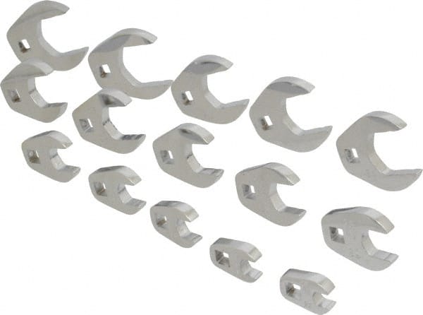 15 Piece 3/8" Drive Open End Crowfoot Wrench Set