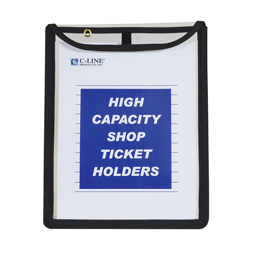 15 Pc High Capacity Gusset Stitched Shop Ticket Holder: Clear - 12" OAH, 9" OAW