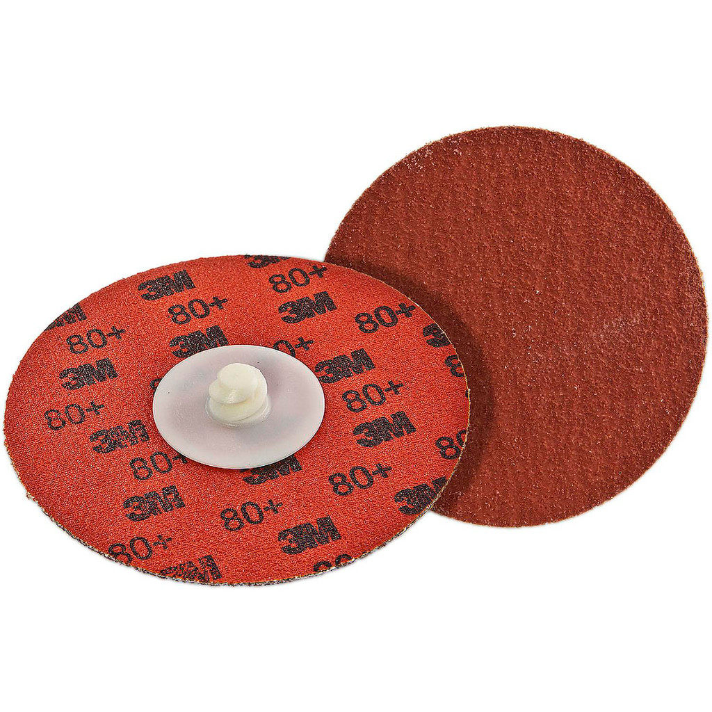 3M | Cubitron™ II Quick-Change Disc: Roloc TR, 2" Dia, 80 Grit, Premium Ceramic Alumina, Coated - Maroon, Polyester Cloth-Backed, 25000 RPM, Series