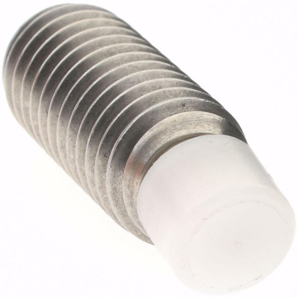 5/16-18, 1" OAL, Stainless Steel, Swivel Pad - Delrin Pad, Black Oxide Finish, 0.24" Pad Dia, 51/64" Thread Length, 7.5&deg; Swivel Angle, 5/32" Hex Key