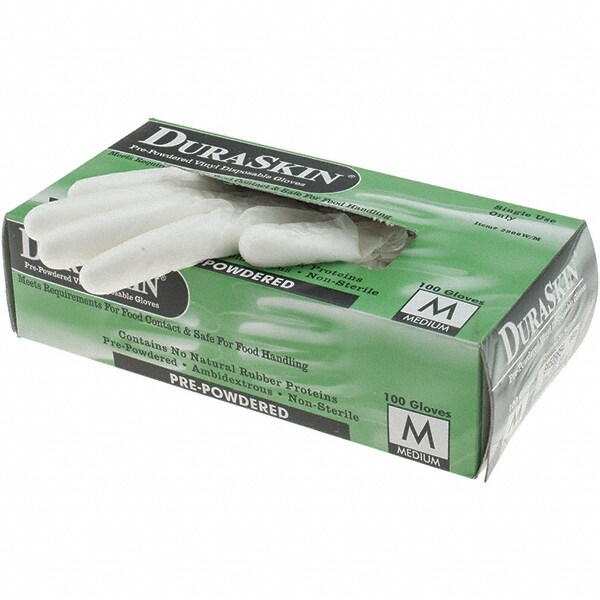 Disposable Gloves: 4 mil Thick, Vinyl, Powdered, Industrial Grade