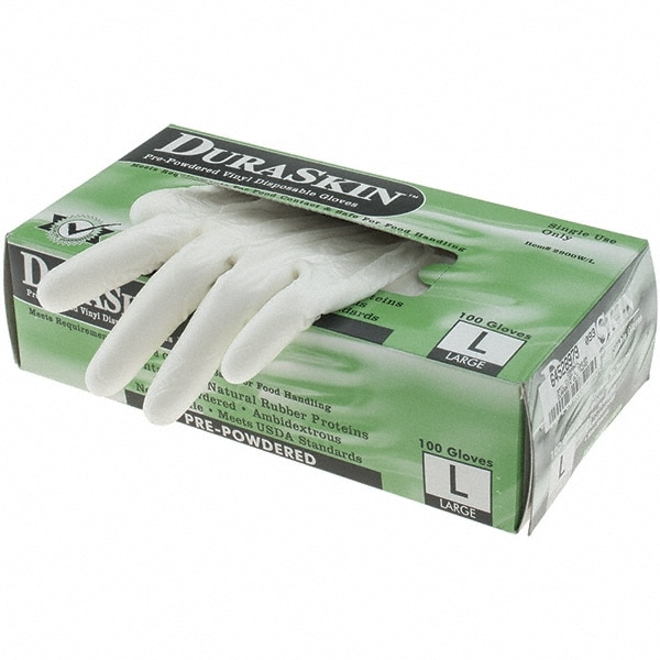 Disposable Gloves: 4 mil Thick, Vinyl, Powdered, Industrial Grade