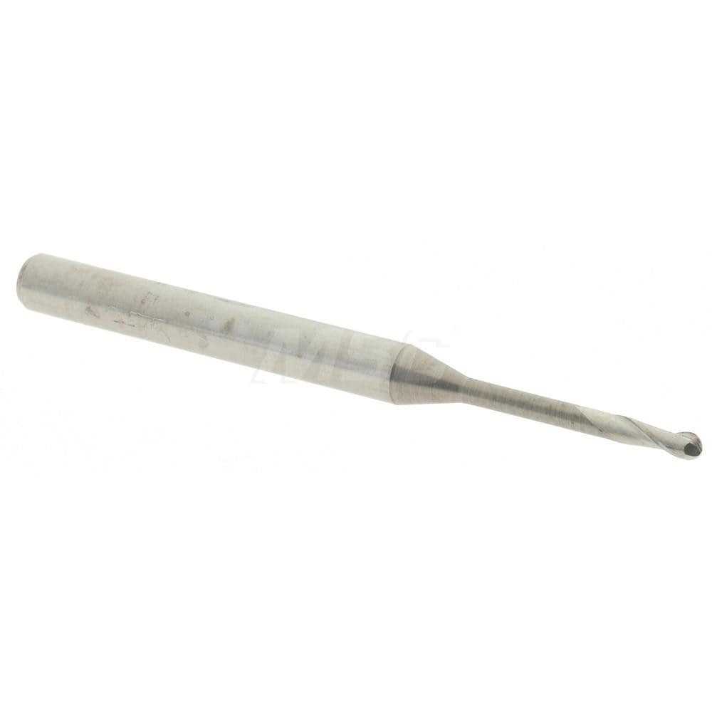 Ball End Mill: 0.055" Dia, 0.165" LOC, 2 Flute, Solid Carbide