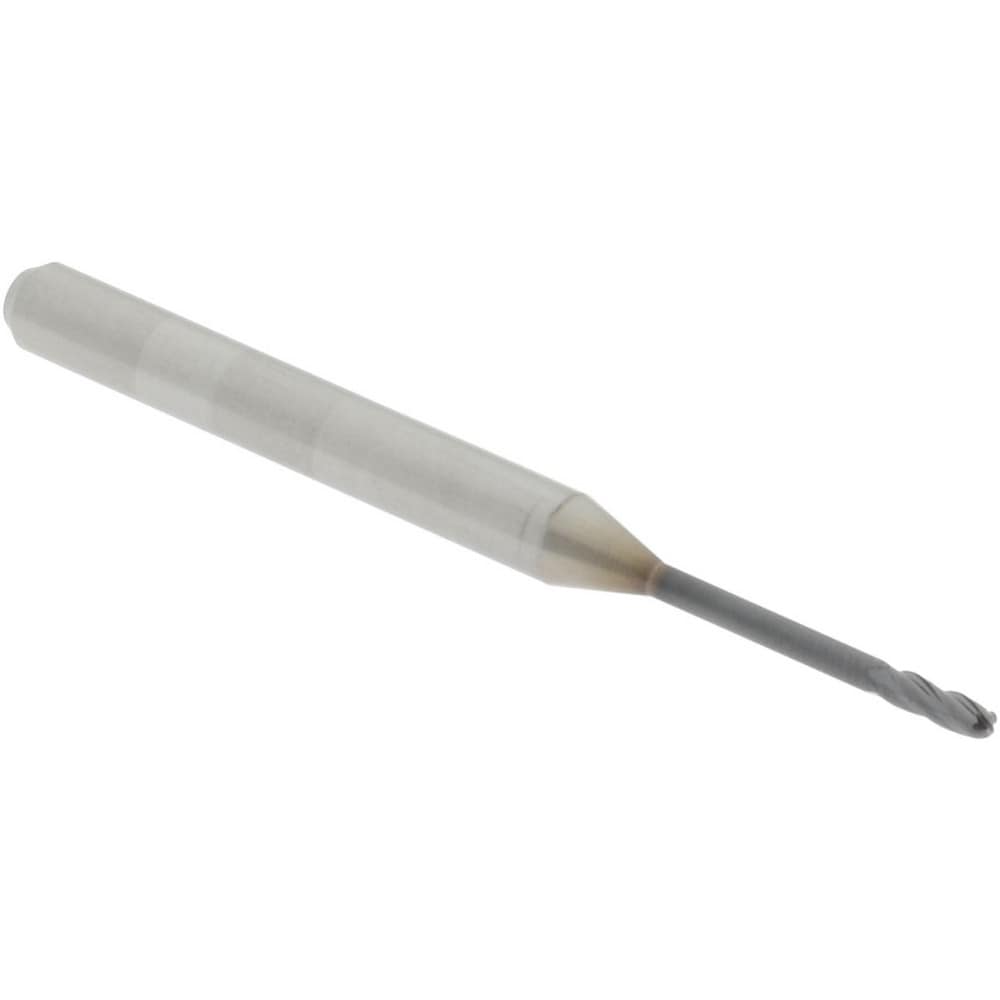Ball End Mill: 0.05" Dia, 0.15" LOC, 4 Flute, Solid Carbide