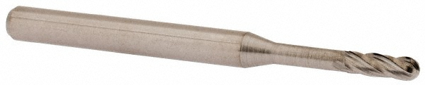 Accupro 14797510 Ball End Mill: 0.08" Dia, 0.24" LOC, 4 Flute, Solid Carbide Image