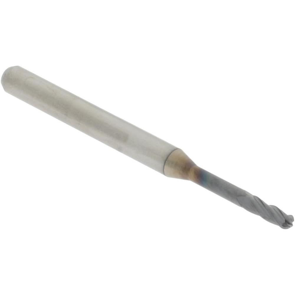 Ball End Mill: 0.07" Dia, 0.21" LOC, 4 Flute, Solid Carbide