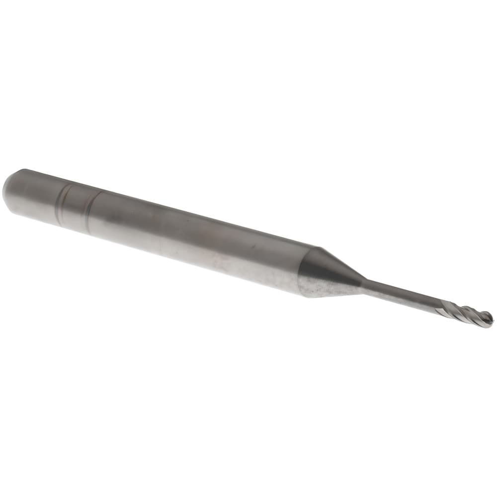 Ball End Mill: 0.04" Dia, 0.12" LOC, 4 Flute, Solid Carbide