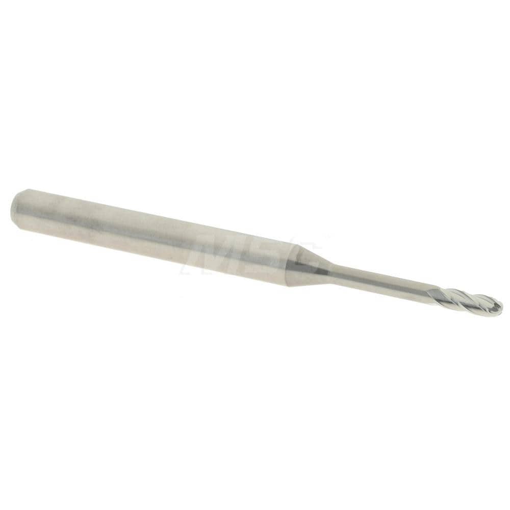 Ball End Mill: 0.0600" Dia, 0.1800" LOC, 4 Flute, Solid Carbide