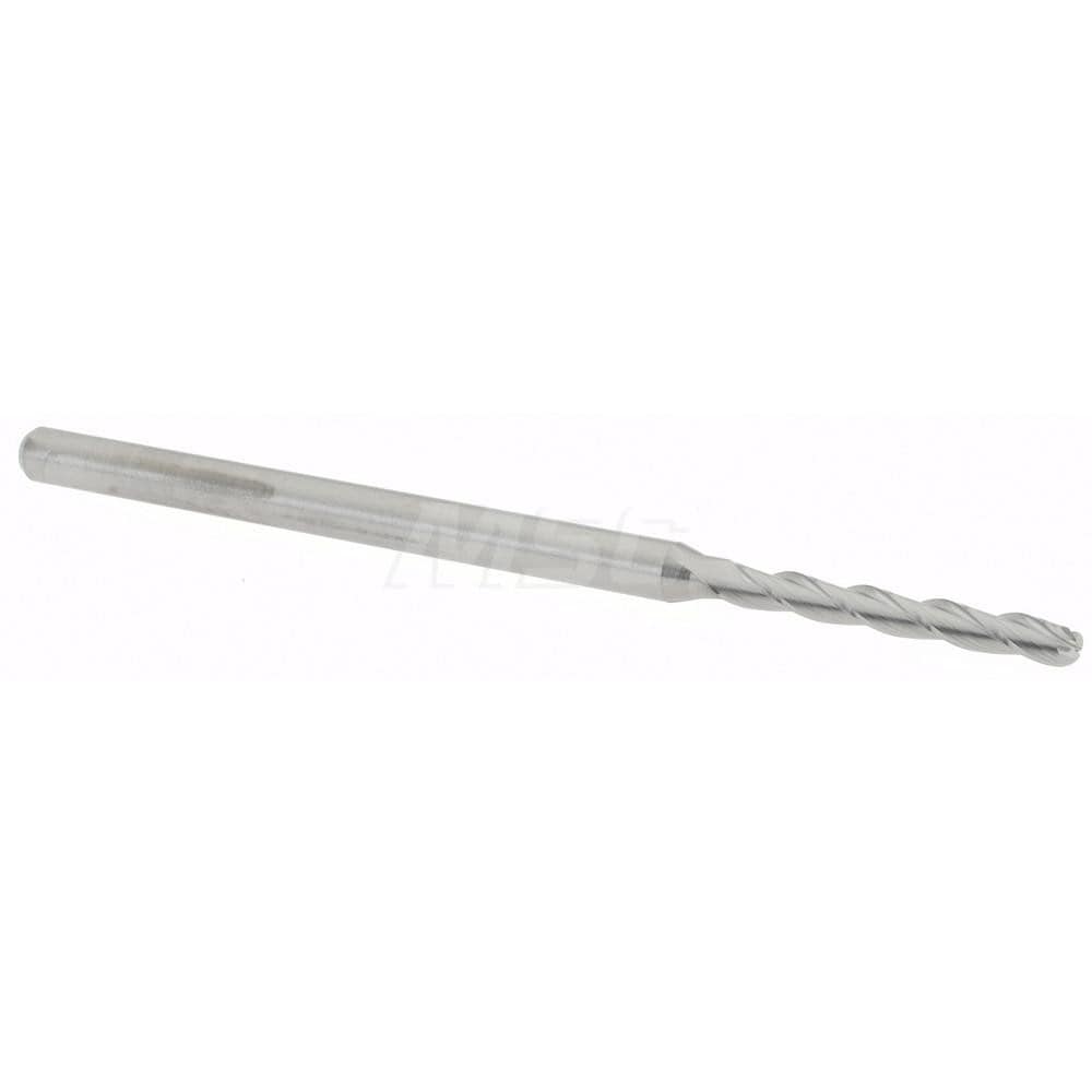 Ball End Mill: 0.09" Dia, 0.75" LOC, 3 Flute, Solid Carbide