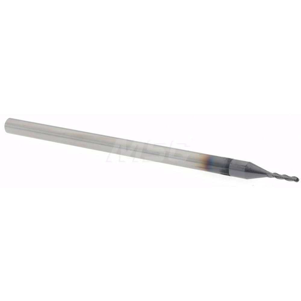 Ball End Mill: 0.04" Dia, 0.2" LOC, 3 Flute, Solid Carbide