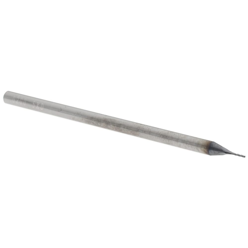 Ball End Mill: 0.02" Dia, 0.1" LOC, 3 Flute, Solid Carbide