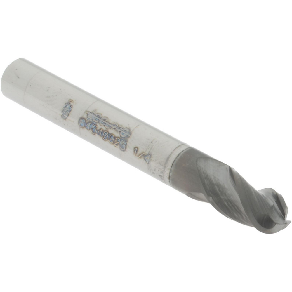 Accupro 12179184 Ball End Mill: 0.25" Dia, 0.5" LOC, 3 Flute, Solid Carbide 